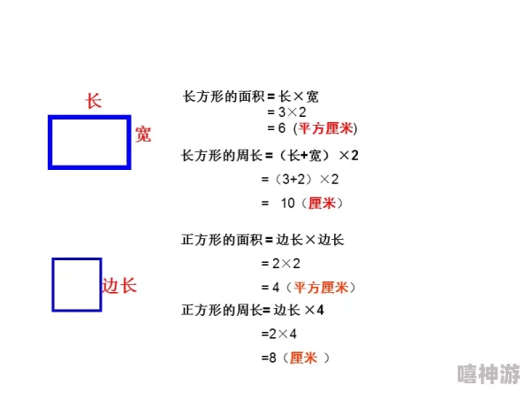 正方形与长方形周长面积公式详解-适用于数学入门与实用计算